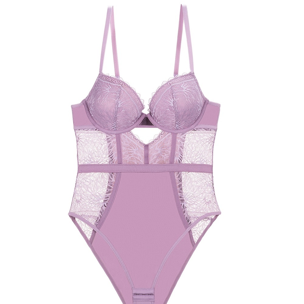 UCA Lingerie Elegant Lace Bodysuit in Lavender - Picture 2 of 4